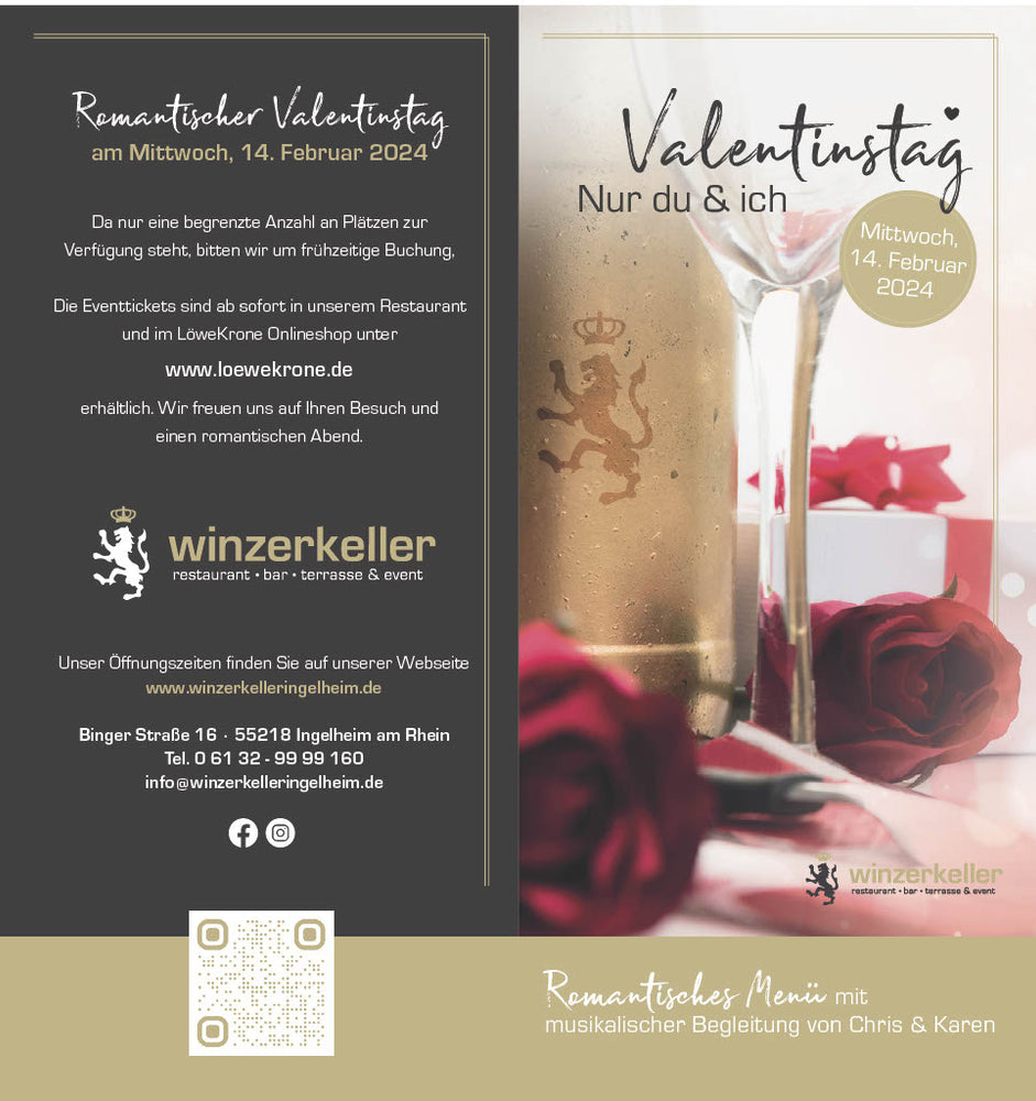 
            
                Laden Sie das Bild in den Galerie-Viewer, Romantischer Valentinstag im Winzerkeller Restaurant
            
        