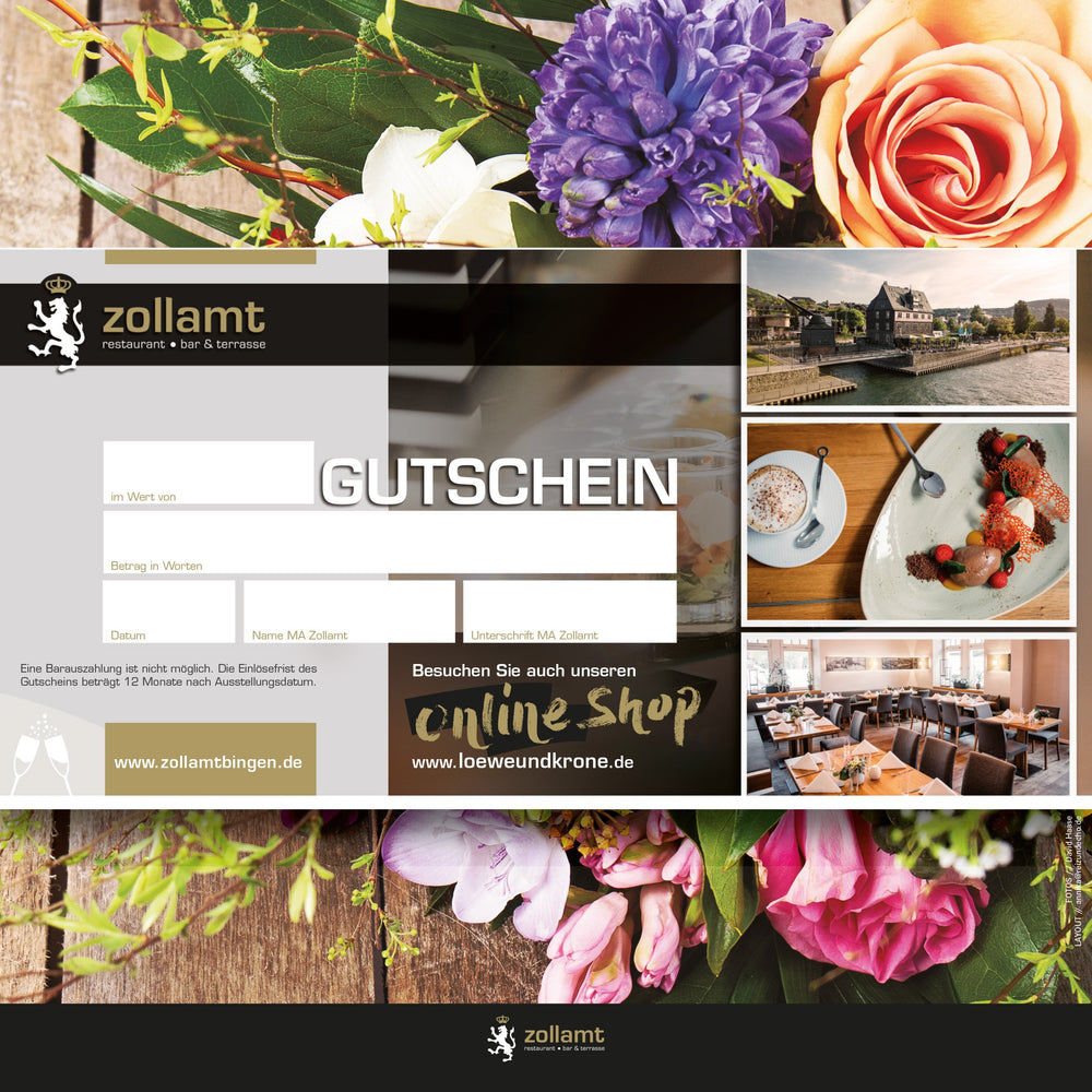 
            
                Load image into Gallery viewer, Blumen - Zollamt Restaurant Gutschein
            
        